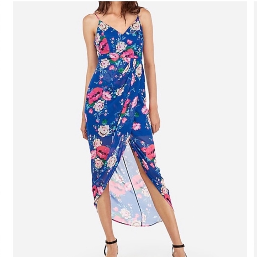 Express floral chiffon wrap dress